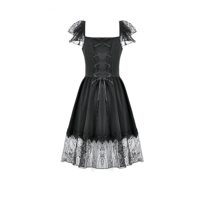Dark in Love Gothic Dress Black Sweet Bow Lace UK 8-18 - QHA UK