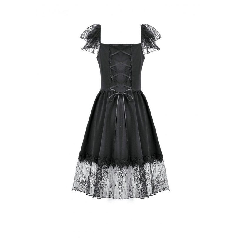 Dark in Love Gothic Dress Black Sweet Bow Lace UK 8-18 - QHA UK