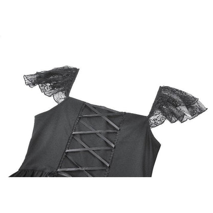 Dark in Love Gothic Dress Black Sweet Bow Lace UK 8-18 - QHA UK
