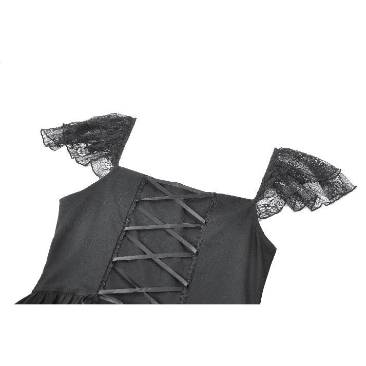 Dark in Love Gothic Dress Black Sweet Bow Lace UK 8-18 - QHA UK