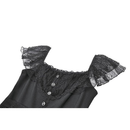 Dark in Love Gothic Dress Black Sweet Bow Lace UK 8-18 - QHA UK