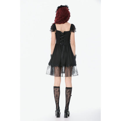 Dark in Love Gothic Dress Black Sweet Bow Lace UK 8-18 - QHA UK