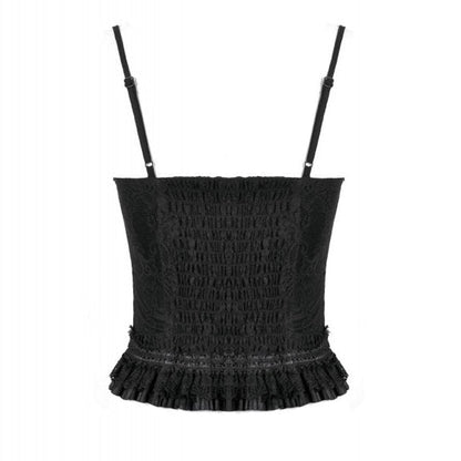Dark in Love Women's Camisole Top Black Lace Court Lace-Up UK 8-18 - QHA UK