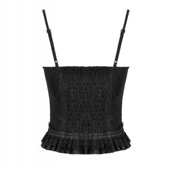 Dark in Love Women's Camisole Top Black Lace Court Lace-Up UK 8-18 - QHA UK