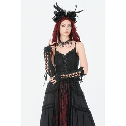 Dark in Love Women's Camisole Top Black Lace Court Lace-Up UK 8-18 - QHA UK