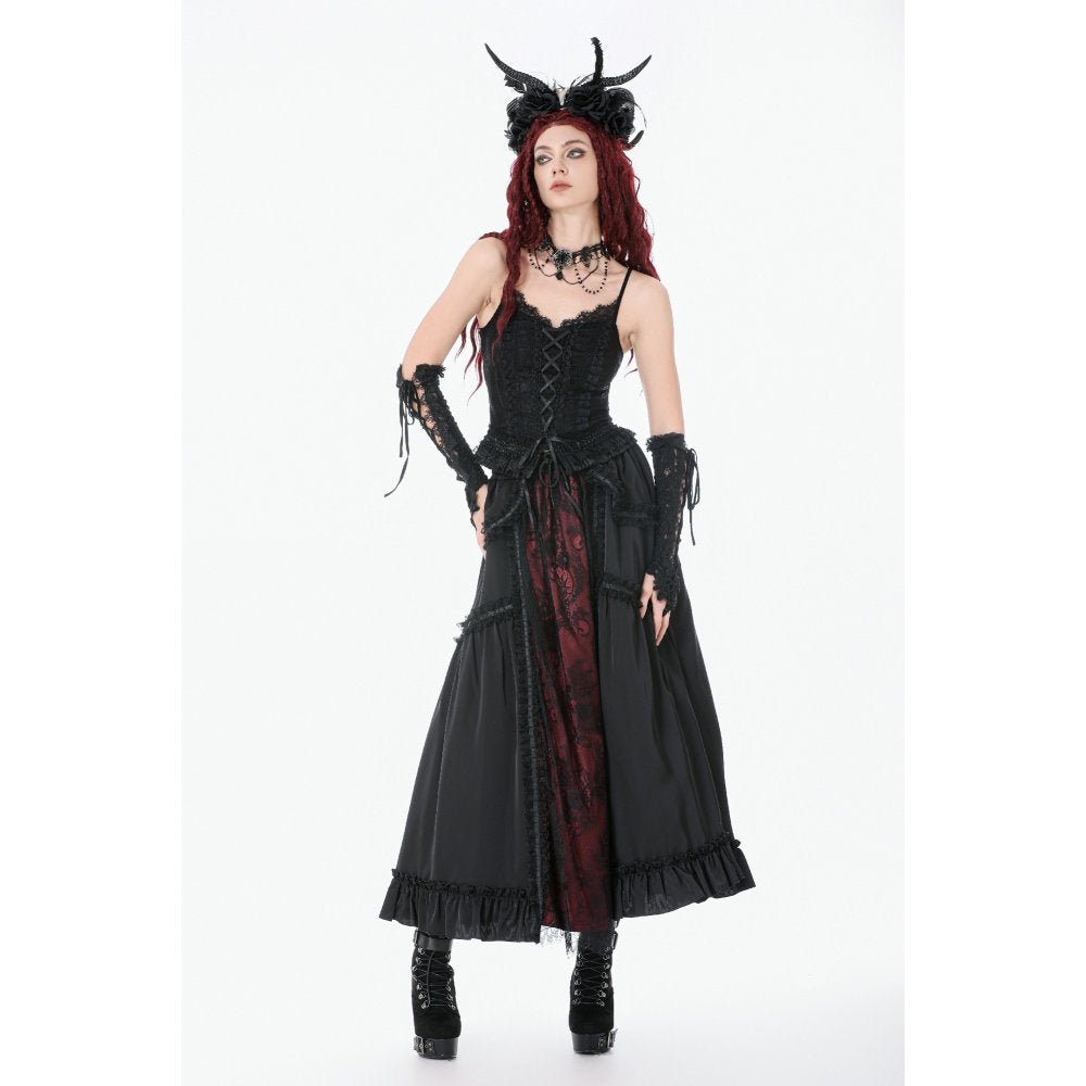 Dark in Love Women's Camisole Top Black Lace Court Lace-Up UK 8-18 - QHA UK