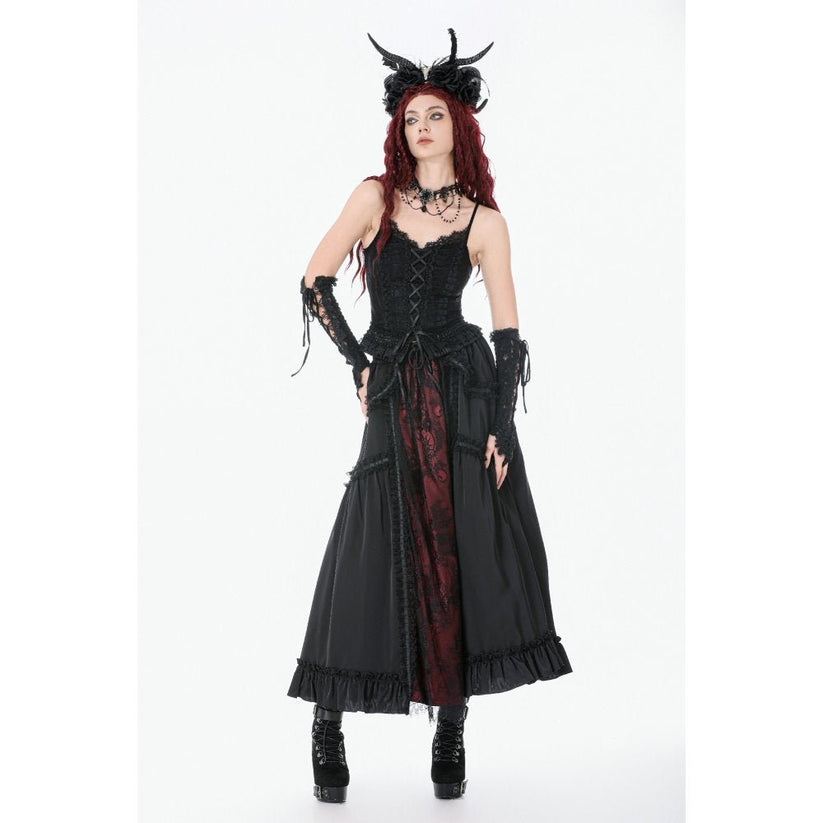 Dark in Love Women's Camisole Top Black Lace Court Lace-Up UK 8-18 - QHA UK