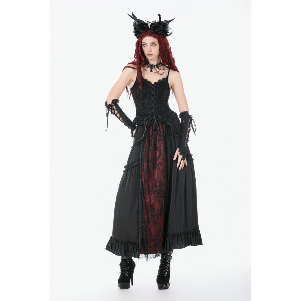 Dark in Love Women's Camisole Top Black Lace Court Lace-Up UK 8-18 - QHA UK