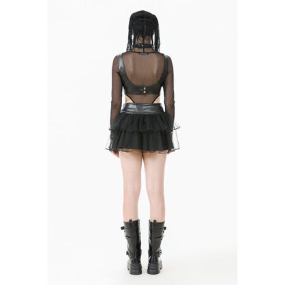 Dark in Love Gothic Mini Skirt Bonded Tulle Layered Black UK 8-22 - QHA UK