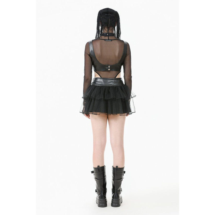 Dark in Love Gothic Mini Skirt Bonded Tulle Layered Black UK 8-22 - QHA UK