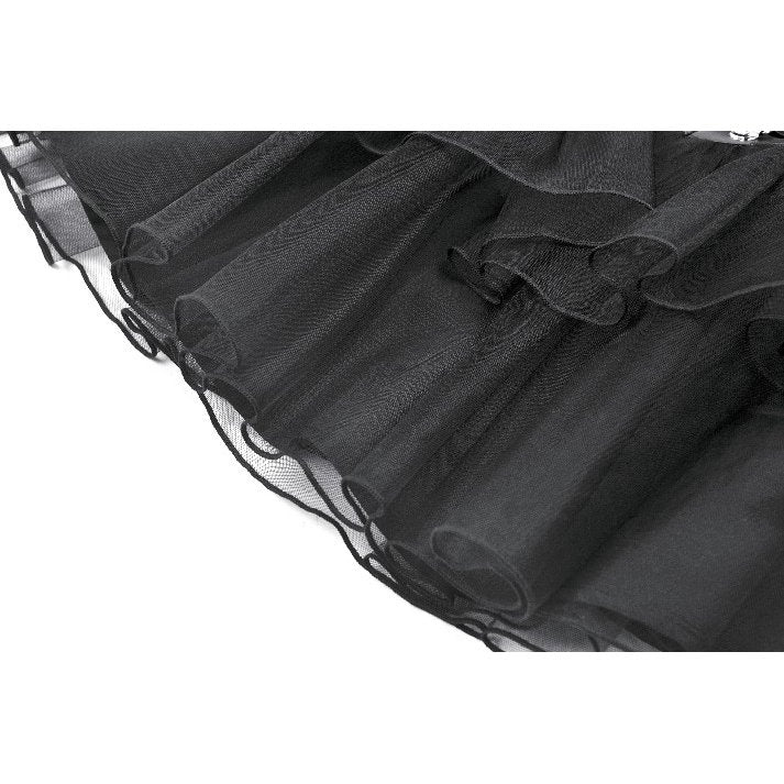 Dark in Love Gothic Mini Skirt Bonded Tulle Layered Black UK 8-22 - QHA UK