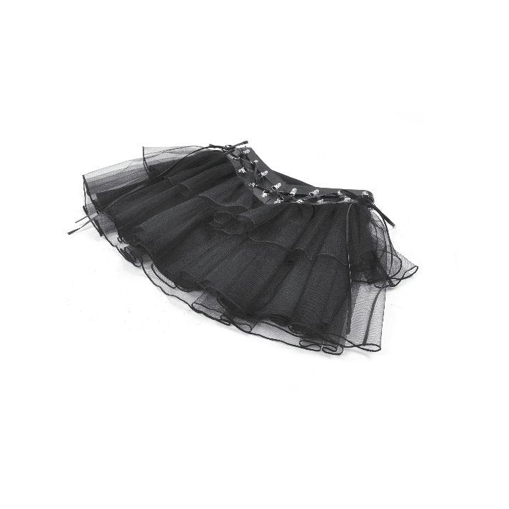 Dark in Love Gothic Mini Skirt Bonded Tulle Layered Black UK 8-22 - QHA UK