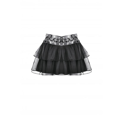 Dark in Love Gothic Mini Skirt Bonded Tulle Layered Black UK 8-22 - QHA UK