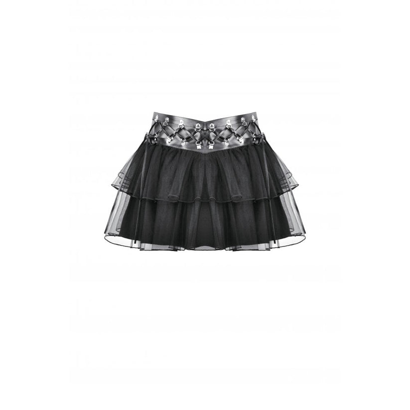 Dark in Love Gothic Mini Skirt Bonded Tulle Layered Black UK 8-22 - QHA UK