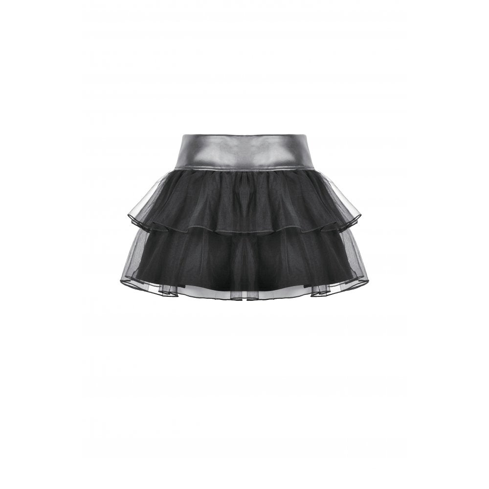 Dark in Love Gothic Mini Skirt Bonded Tulle Layered Black UK 8-22 - QHA UK