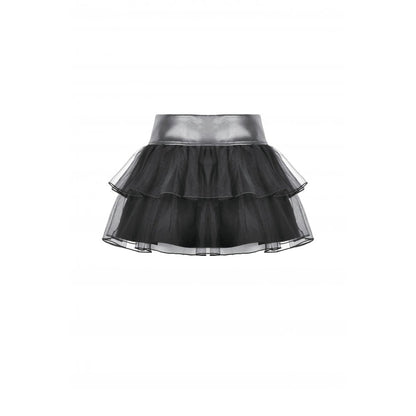 Dark in Love Gothic Mini Skirt Bonded Tulle Layered Black UK 8-22 - QHA UK