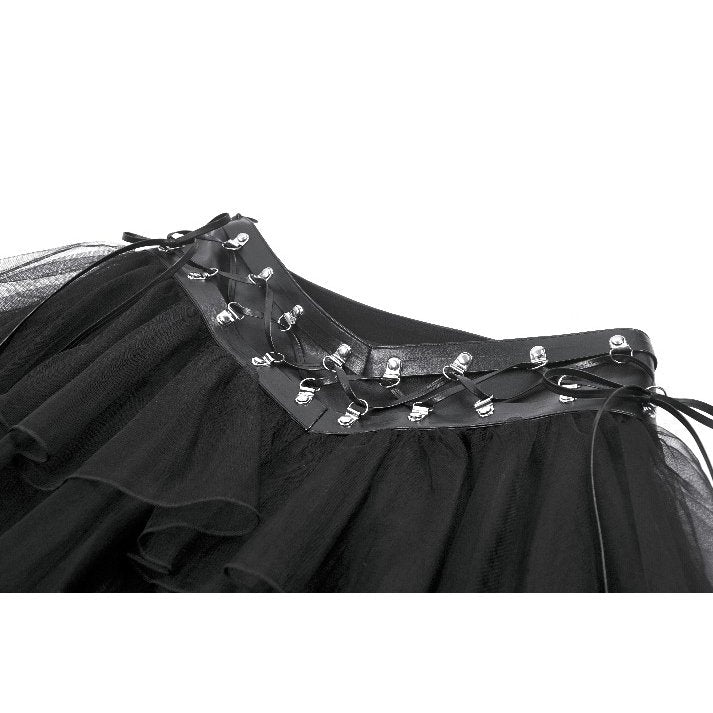 Dark in Love Gothic Mini Skirt Bonded Tulle Layered Black UK 8-22 - QHA UK