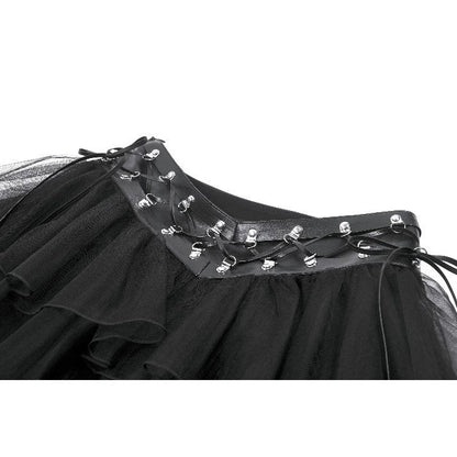 Dark in Love Gothic Mini Skirt Bonded Tulle Layered Black UK 8-22 - QHA UK
