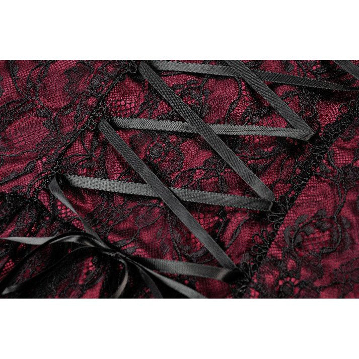 Dark in Love Dress Burgundy and Black Lace Princess with Stars Lace - QHA UK