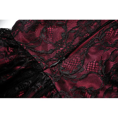 Dark in Love Dress Burgundy and Black Lace Princess with Stars Lace - QHA UK