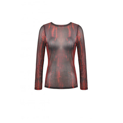 Dark in Love Top Carson Black and Red Tie-Dye Mesh Basic UK 8-18 - QHA UK