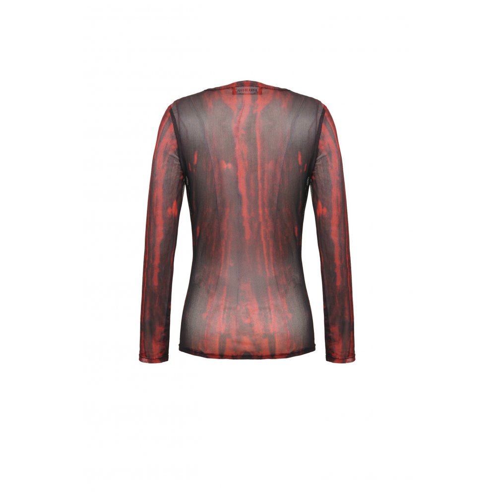 Dark in Love Top Carson Black and Red Tie-Dye Mesh Basic UK 8-18 - QHA UK