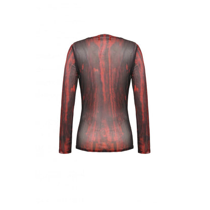 Dark in Love Top Carson Black and Red Tie-Dye Mesh Basic UK 8-18 - QHA UK