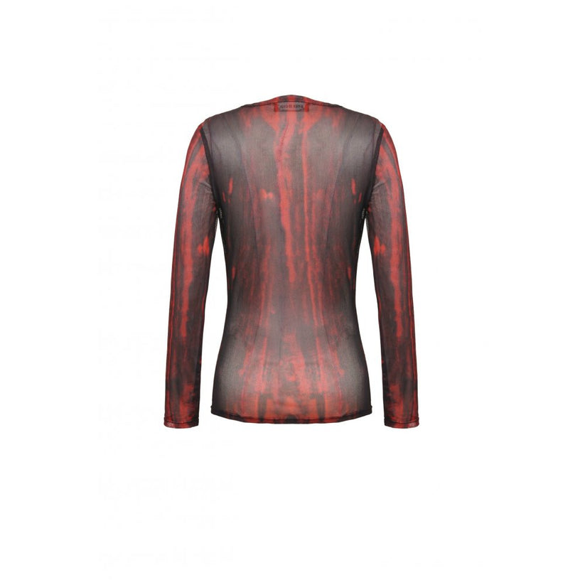 Dark in Love Top Carson Black and Red Tie-Dye Mesh Basic UK 8-18 - QHA UK