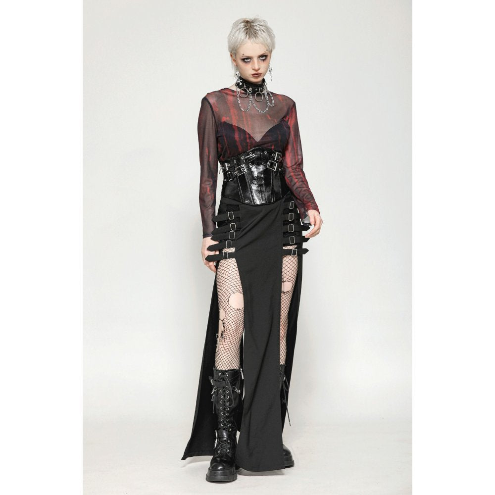 Dark in Love Top Carson Black and Red Tie-Dye Mesh Basic UK 8-18 - QHA UK
