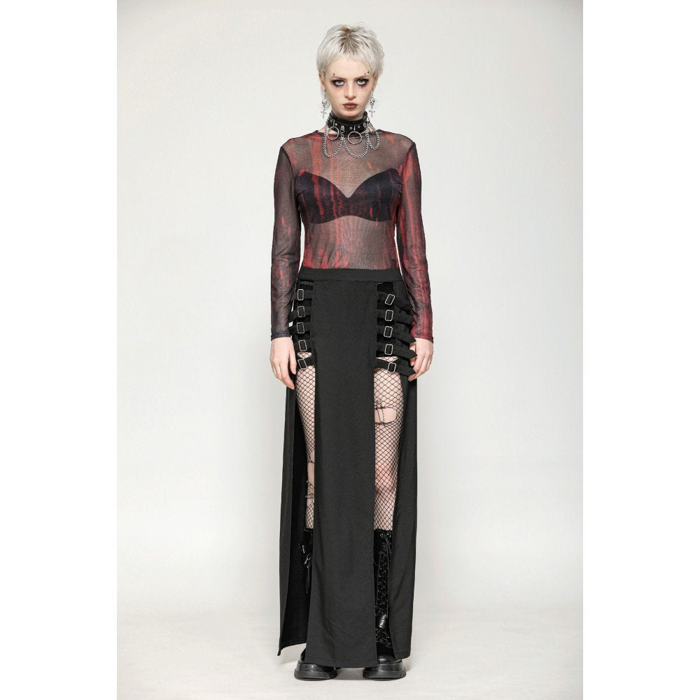 Dark in Love Top Carson Black and Red Tie-Dye Mesh Basic UK 8-18 - QHA UK