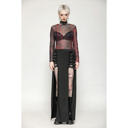 Dark in Love Top Carson Black and Red Tie-Dye Mesh Basic UK 8-18 - QHA UK