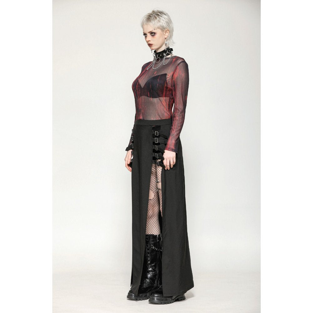 Dark in Love Top Carson Black and Red Tie-Dye Mesh Basic UK 8-18 - QHA UK