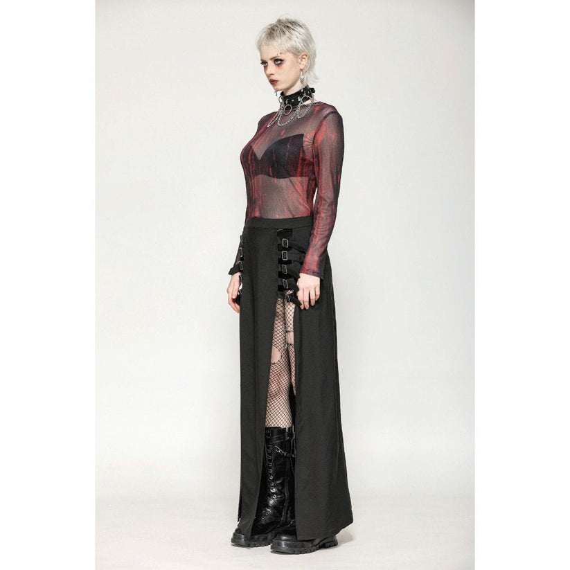 Dark in Love Top Carson Black and Red Tie-Dye Mesh Basic UK 8-18 - QHA UK