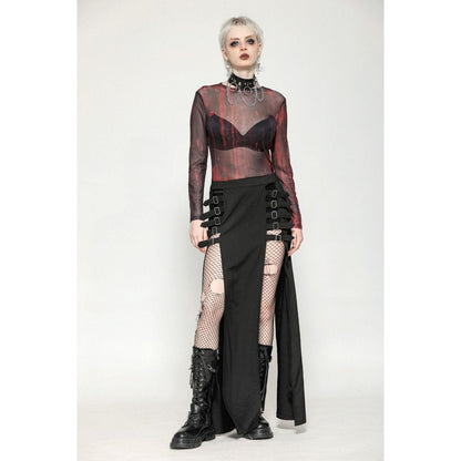 Dark in Love Top Carson Black and Red Tie-Dye Mesh Basic UK 8-18 - QHA UK