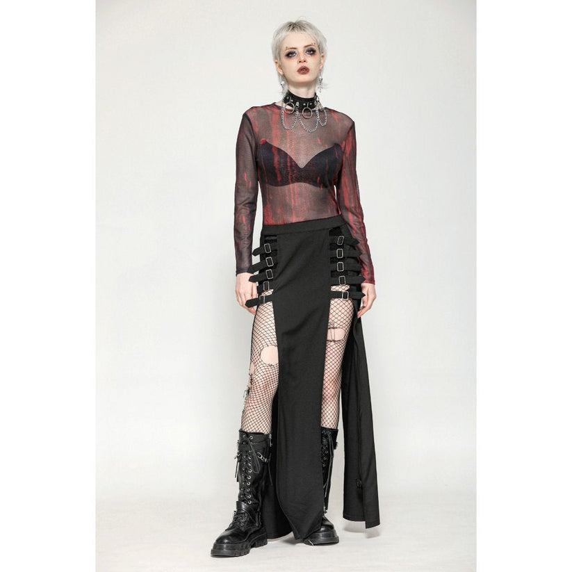 Dark in Love Top Carson Black and Red Tie-Dye Mesh Basic UK 8-18 - QHA UK