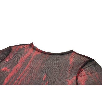 Dark in Love Top Carson Black and Red Tie-Dye Mesh Basic UK 8-18 - QHA UK