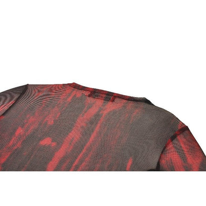 Dark in Love Top Carson Black and Red Tie-Dye Mesh Basic UK 8-18 - QHA UK