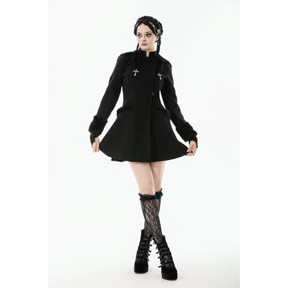 Dark in Love Gothic Coat Cat-Ear Faux Fur Trim UK 8-18 - QHA UK