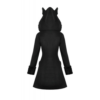 Dark in Love Gothic Coat Cat-Ear Faux Fur Trim UK 8-18 - QHA UK