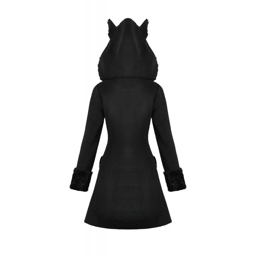 Dark in Love Gothic Coat Cat-Ear Faux Fur Trim UK 8-18 - QHA UK
