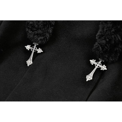 Dark in Love Gothic Coat Cat-Ear Faux Fur Trim UK 8-18 - QHA UK