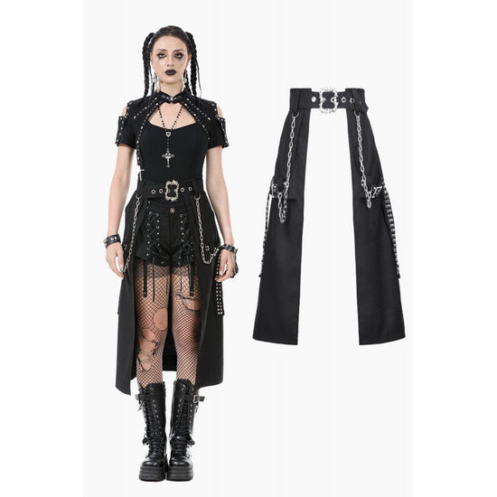 Dark in Love Women's Gothic Skirt Chain Belt Layered Black UK 8-18 - QHA UK