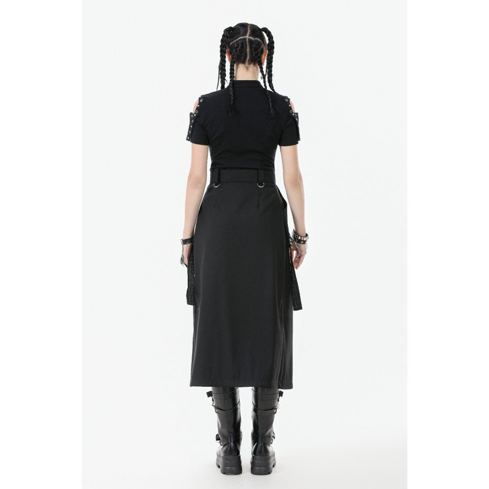 Dark in Love Women's Gothic Skirt Chain Belt Layered Black UK 8-18 - QHA UK
