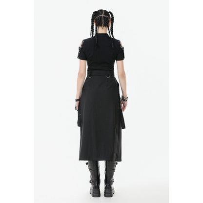 Dark in Love Women's Gothic Skirt Chain Belt Layered Black UK 8-18 - QHA UK