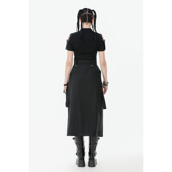 Dark in Love Women's Gothic Skirt Chain Belt Layered Black UK 8-18 - QHA UK