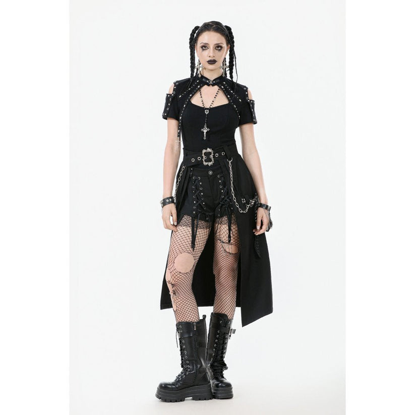 Dark in Love Women's Gothic Skirt Chain Belt Layered Black UK 8-18 - QHA UK