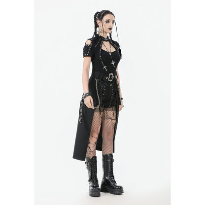 Dark in Love Women's Gothic Skirt Chain Belt Layered Black UK 8-18 - QHA UK