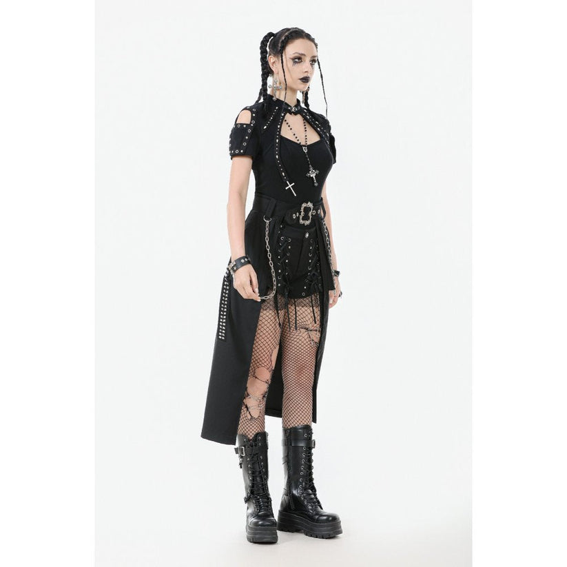 Dark in Love Women's Gothic Skirt Chain Belt Layered Black UK 8-18 - QHA UK
