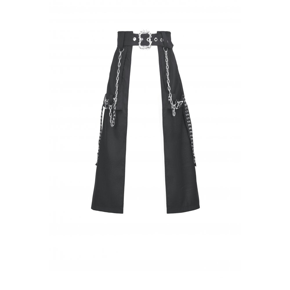 Dark in Love Women's Gothic Skirt Chain Belt Layered Black UK 8-18 - QHA UK
