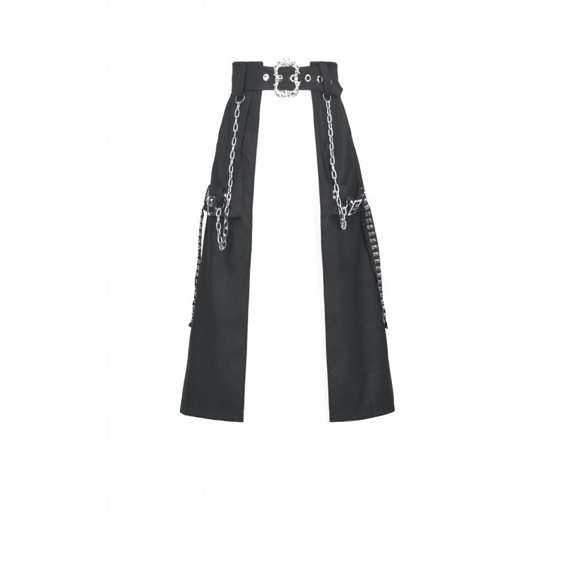 Dark in Love Women's Gothic Skirt Chain Belt Layered Black UK 8-18 - QHA UK